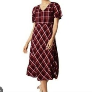 Women's J.jill Large Plaid Dress in Red White A-line